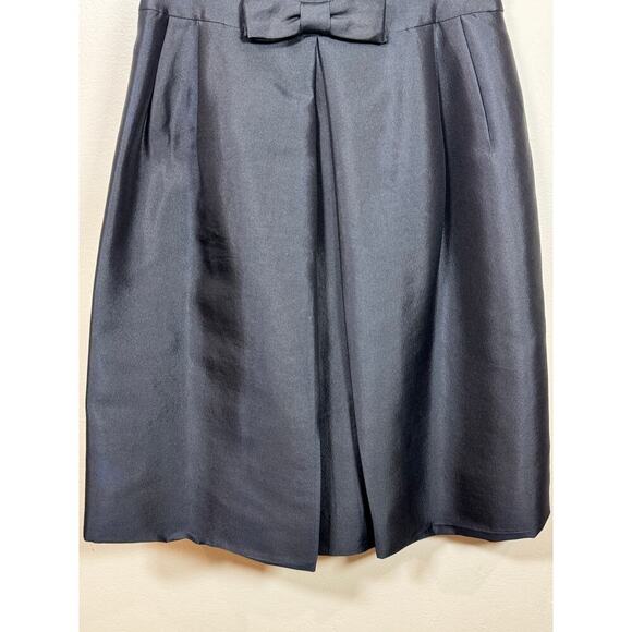 Teri Jon by Rickie Freeman Short Fit & Flare Navy Dress Formal Silk Wool Wedding - Picture 4 of 12